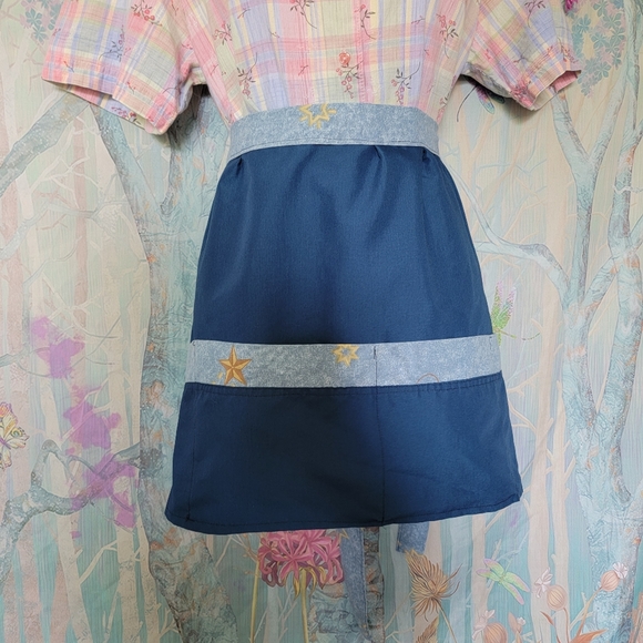 Vintage Apron Handmade 90s Vintage Dark Blue - Picture 6 of 7